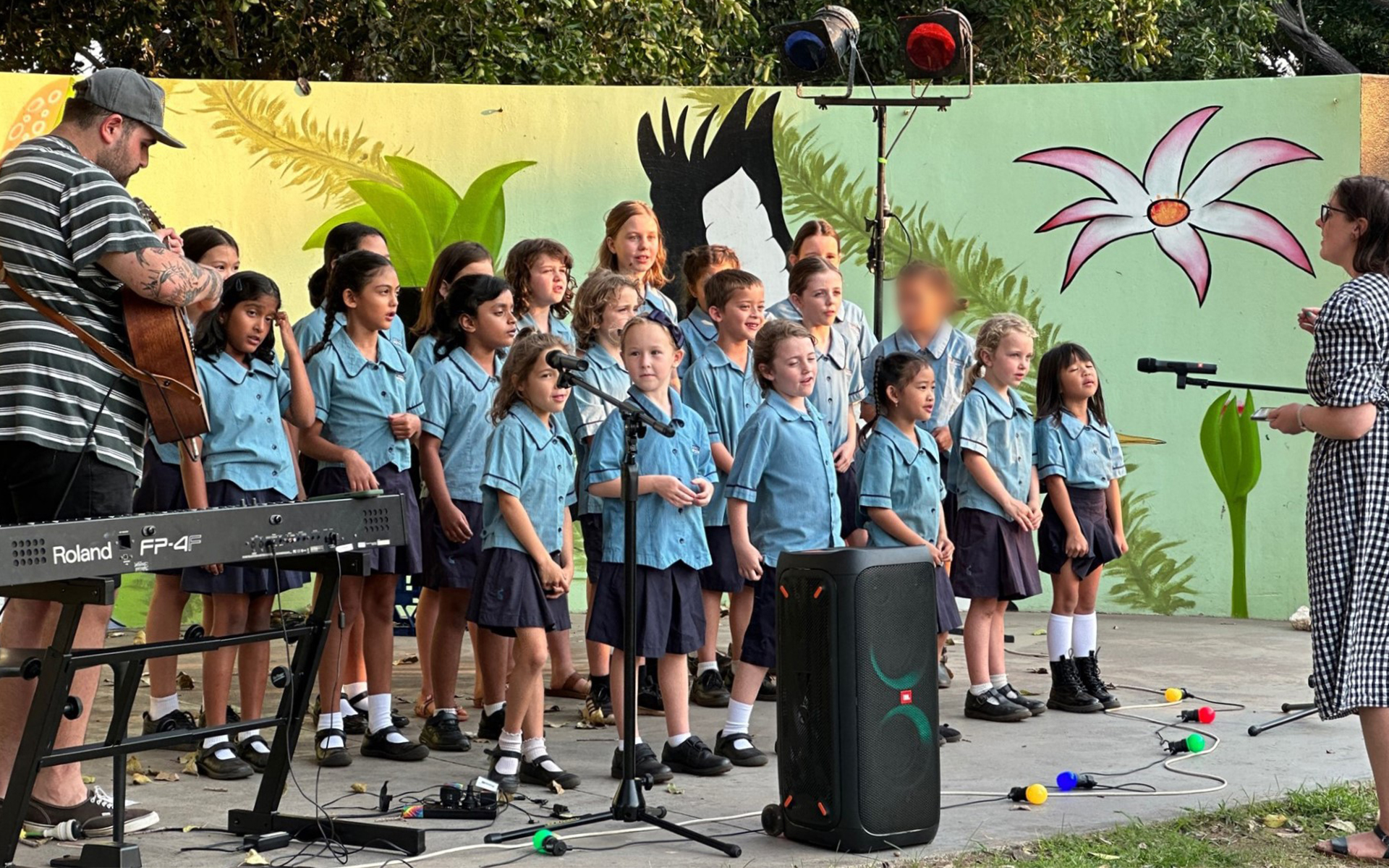 Junior School Choir singing at the markets.