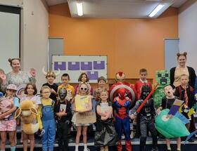 Students and teachers in their Book Week costumes.